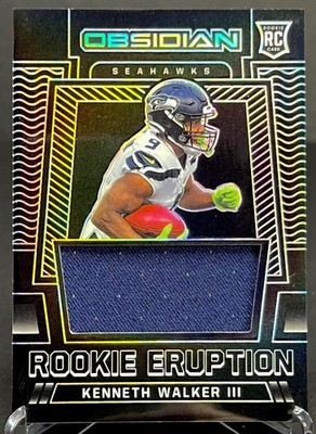 2022 Panini Obsidian KENNETH WALKER III Rookie Eruption Patch 046 /100 (RC,MEM)