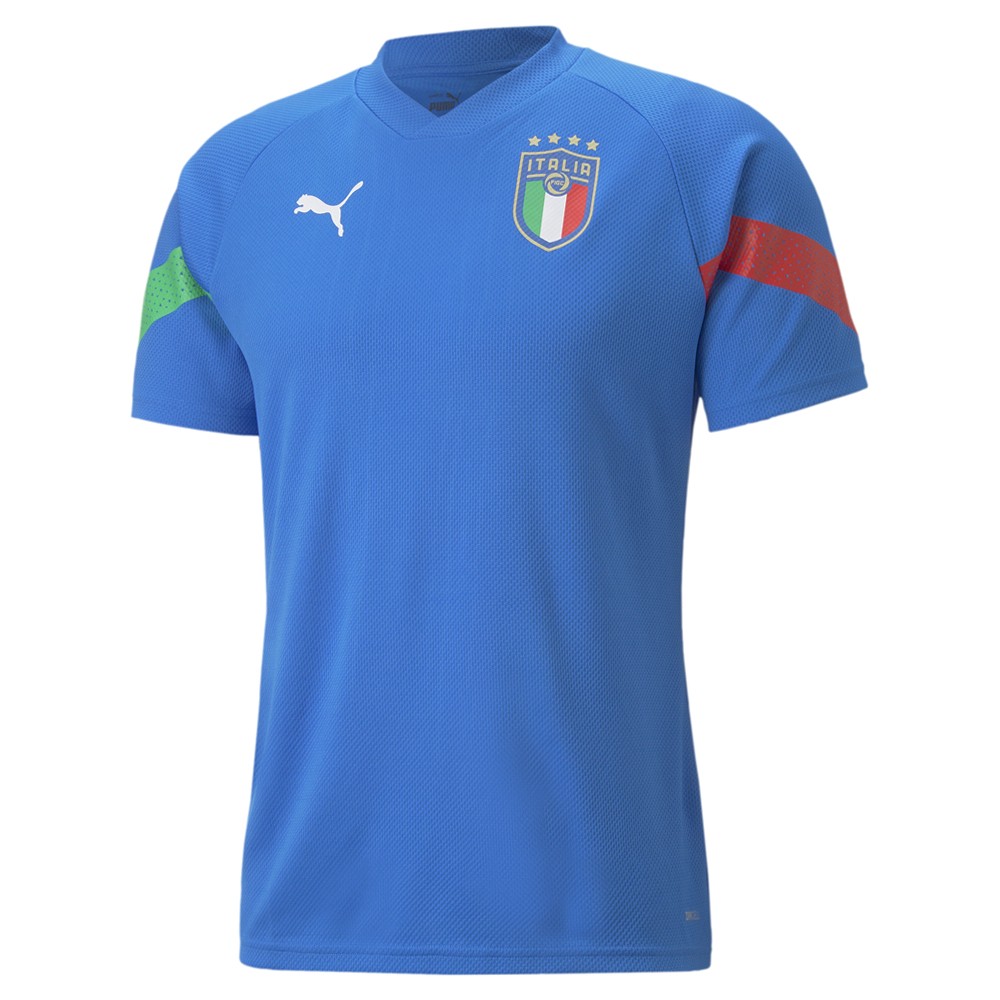 PUMA Figc Player VNeck Short Sleeve Soccer Jersey Mens Blue  76708003