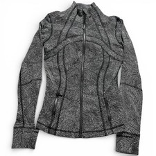 Lululemon Define Zip Up Jacket Womens 4 Black  White Polka-Dot