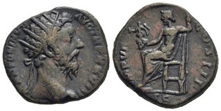 FITZ ROME AE DUPONDIUS MARCUS AURELIUS JUPITER SCEPTER VICTORIA SC @NON1408