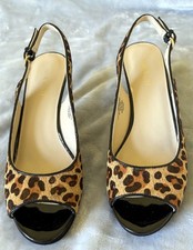 Shoes NINE WEST Slingback Heels Leopard Sz 7M Preown (B)