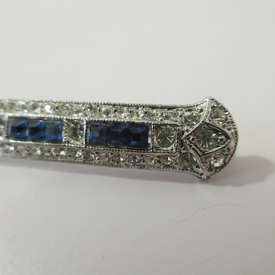 Broche broche barra diamantes de imitación zafiro Art Deco victoriano Kenneth Lane regalo Foto 3 de 4