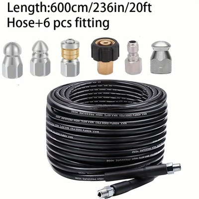 #ad Drain Cleaner Kit 5800PSI High Pressure Rotating Nozzle amp; Hose Clogged Drains T $88.66