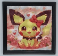 Pokemon Diamond Painting Art - Pichu Cute with 6" x 6" Black Frame
