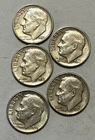LOT OF 5 - 1954, 56, 57, 58D, & 59 D-ROOSEVELT DIMES 90% SILVER #24