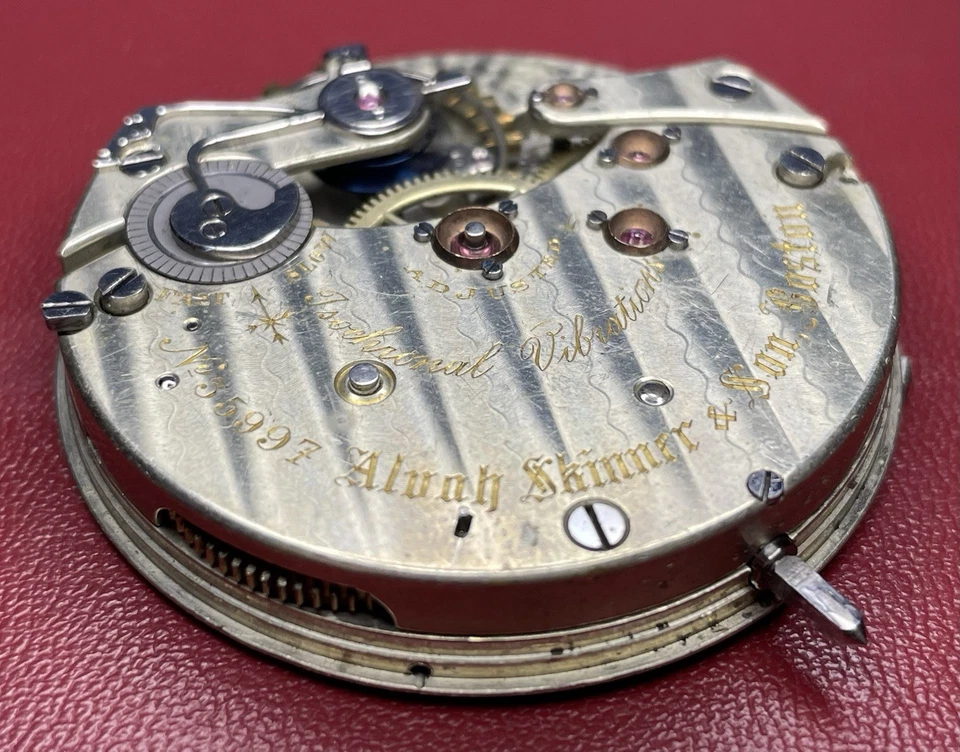 Alvah Skinner & Son Boston Key-Wind Pocket Watch Movement Isochronal Vibrations - Image 3 of 4