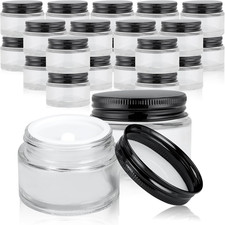 24 Pack 2Oz Clear Glass Jars Small Glass Containers with Black Metal Lids Empty