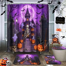 Bathroom Sets with Shower Curtain and Rugs, 4 Pcs, Gothic
