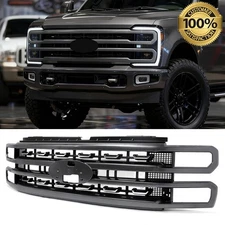 Carbonized Gray Patinum Style Front Grille Fits Ford F250 F350 Super Duty 2023+
