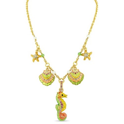 By The Sea 16'' Pastel Ocean Charm Necklace Ritzy Couture DeLuxe-18k Gold Plated
