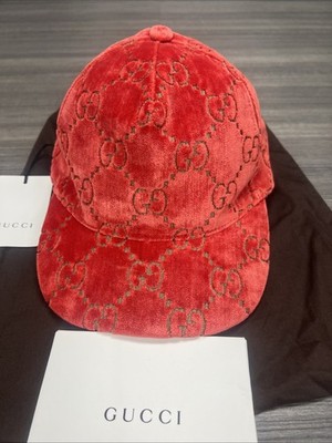 GUCCI Gg Velvet Logo Baseball Cap Bordeaux Bnwt Auth