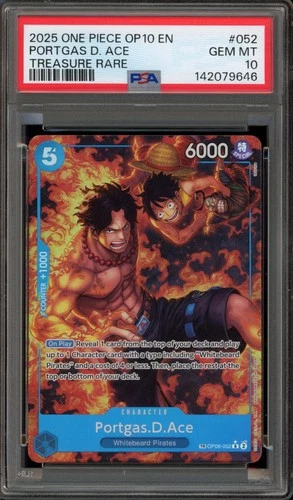 One Piece CCG Portgas.D.Ace Treasure Rare OP08-052 PSA 10 Gem Mint