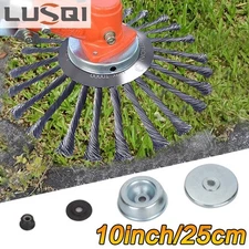 LUSQI 10" Wire Weed Brush Trimmer Head – Swivel Steel Brush with Universal Adapt