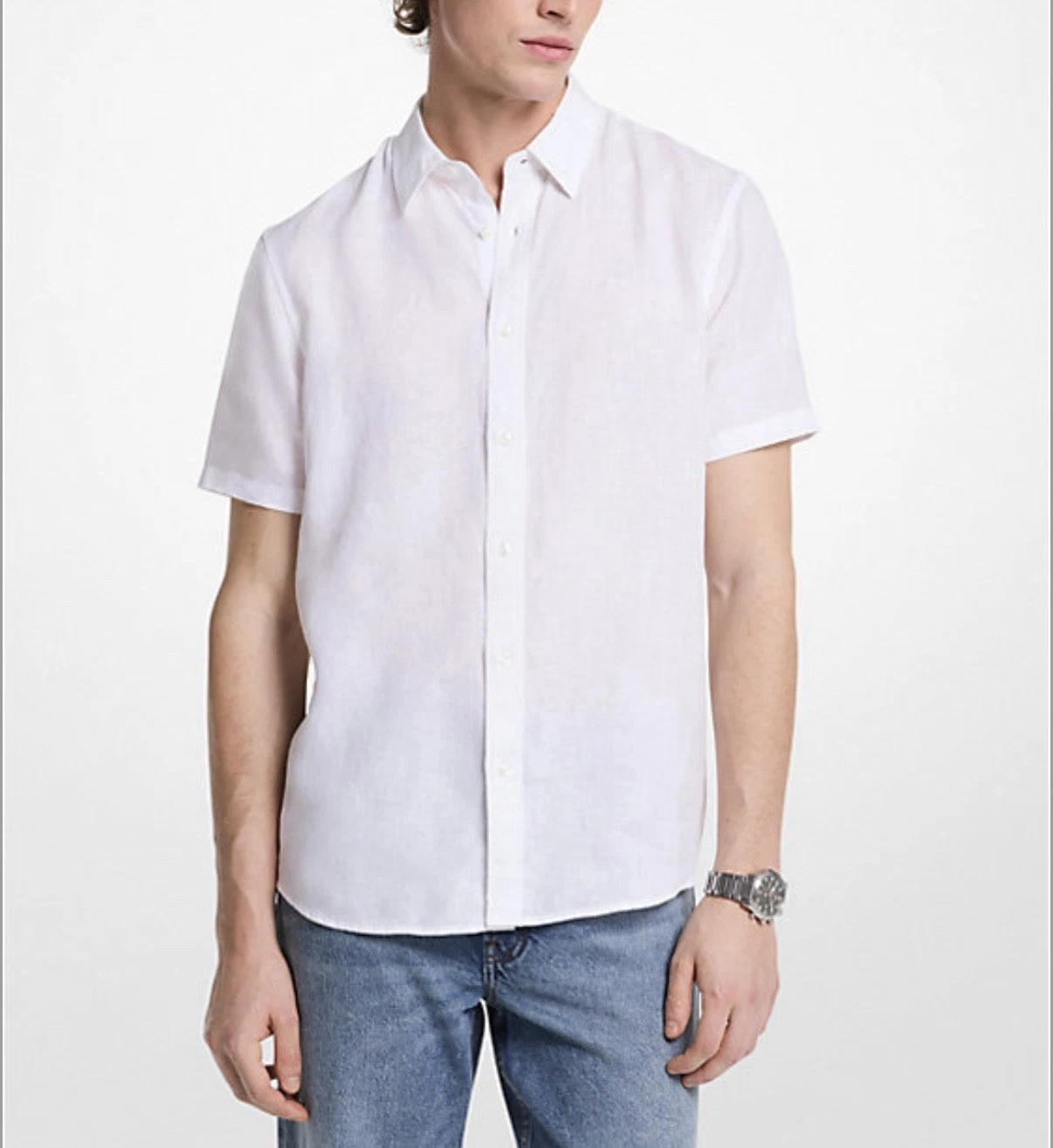 NWT MICHAEL KORS MEN’S White Linen Shirt | Size XL (XLarge) | $98