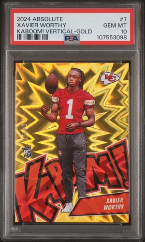 Xavier Worthy [Gold] #7 2024 Panini Absolute Kaboom Vertical card