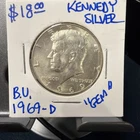 1969-D Kennedy Half Dollar GEM BU 40% Silver 50c Die Crack Error Coin 1969D