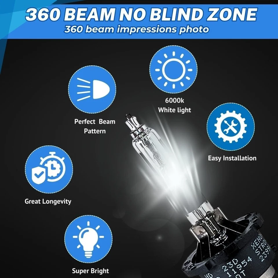 Bombillas de faros D2R 35W xenón HID - 8000K azul hielo - 85126UB 66250 85126WX OE... Foto 4 de 4