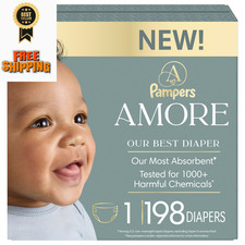Pampers Amore, Size 1 8-14 lbs , 198 Count, Our Best Diaper 1, White