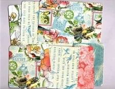 Graphic45 BIRD WATCHER (8pk) HANDMADE EPHEMERA POCKET CARDS Double-Sided