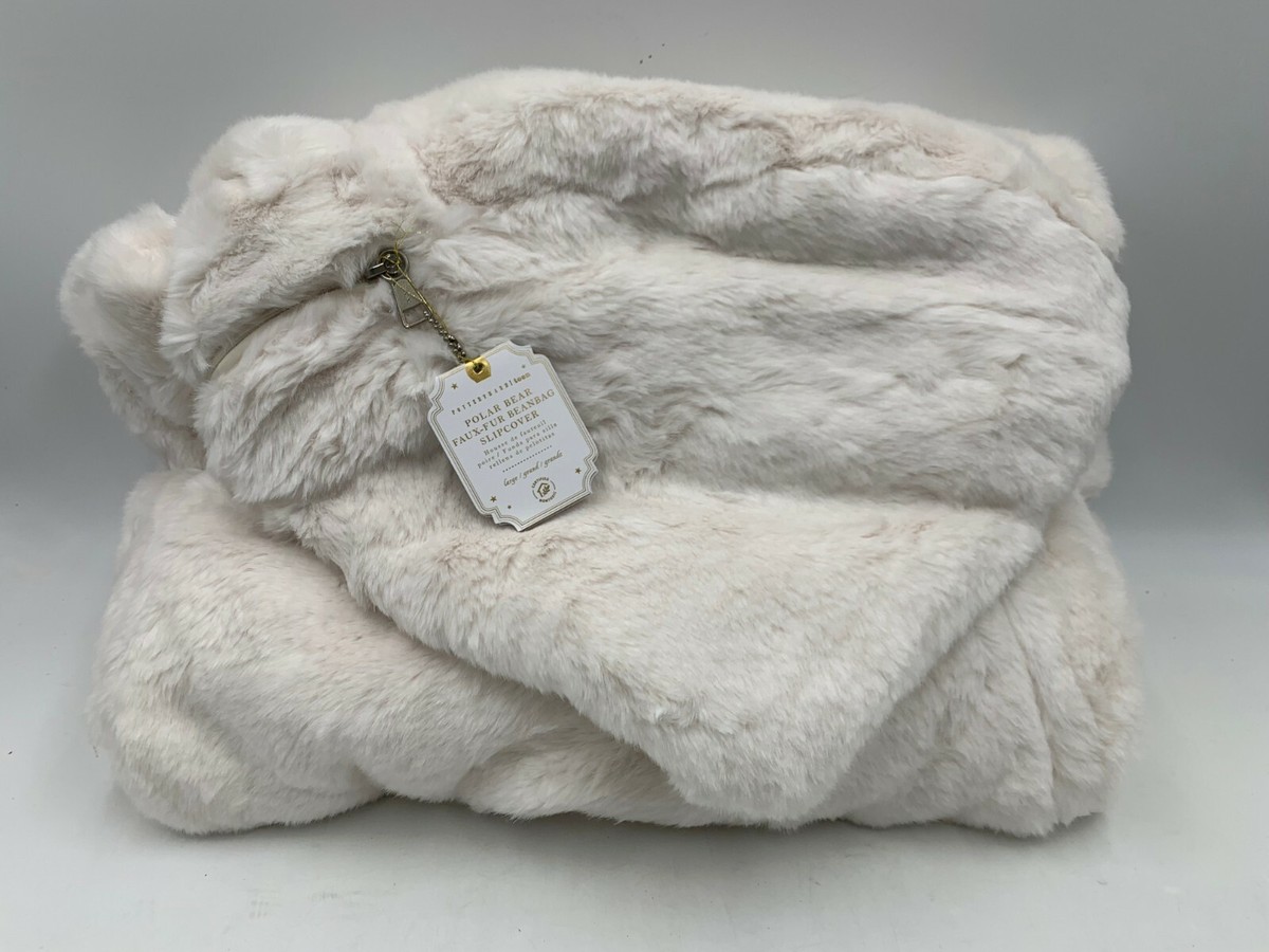 Pottery Barn Polar Bear Faux Fur Bean Bag Chair Large Slipcover ONLY Ivory  9968E