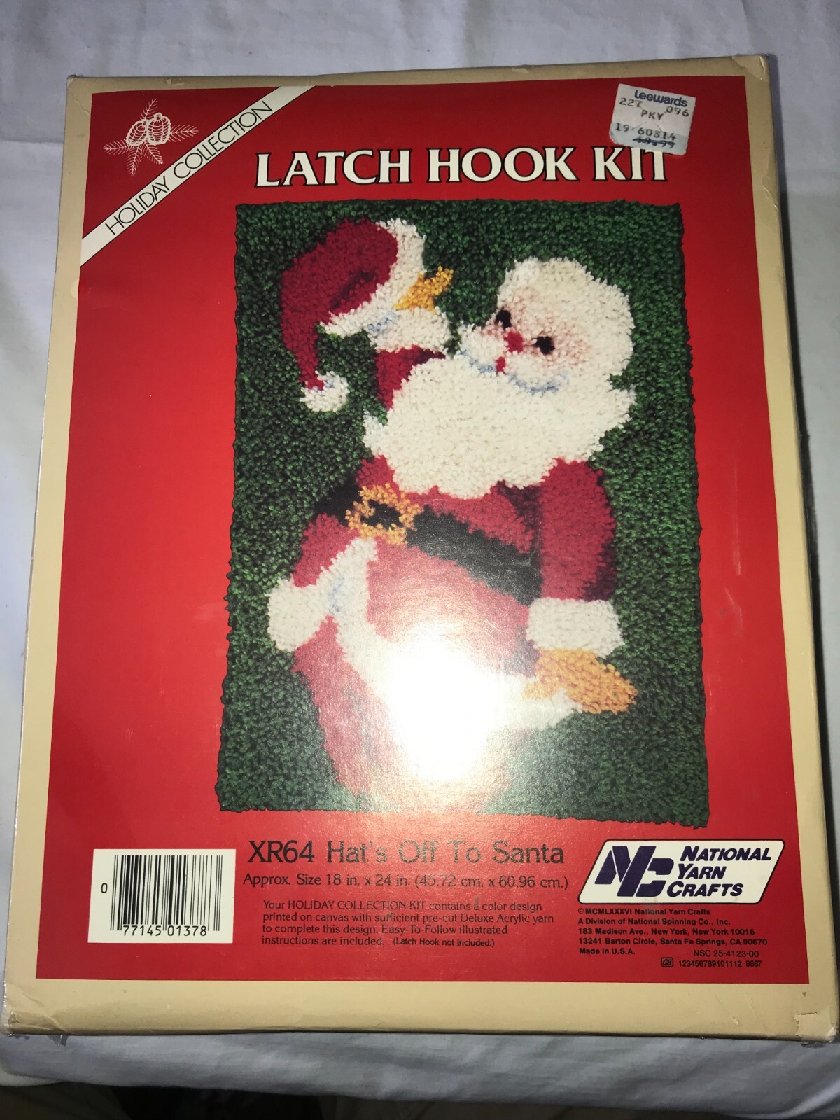 NOS 1986 NATIONAL YARN CRAFTS XR64 Christmas HAT'S OFF TO SANTA Latch Hook Kit