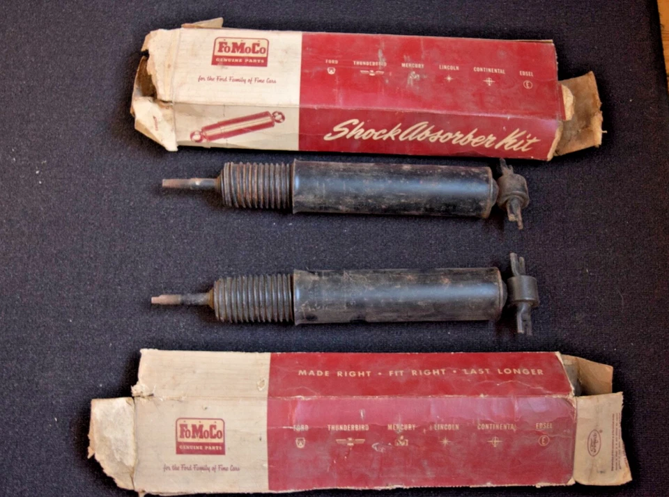 57-58 Ford Ranchero station wagon sedan delivery retractable rear shocks pr NOS - Image 4 of 4
