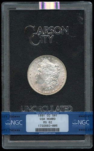1891 CC NGC CAC MS62 GSA HOARD Silver Morgan Dollar $1