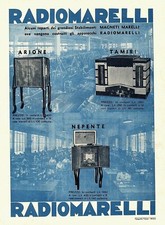 PUBBLICITA' 1935 RADIOMARELLI APPARECCHIO RADIO AIRONE TAMIRI NEPETE FABBRICA