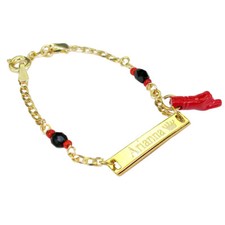 Name Engraving Gold Baby Azabache Bracelet   Personalized Gift for Kids
