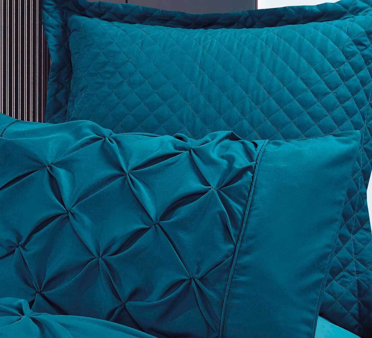 2x Quilted European Pillowcase Cushion Cover Grey Black Teal Red Beige