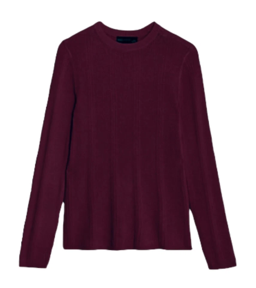 EX M&S Ribbed Crew Neck Top Jumper Ladies Knitted Fitted Long Sleeve Top  - Image 4 of 4