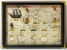 Nodi Nautici Appesi a Parete Marinaio Corda Nodi Cornice Legno Espositore 23,5"x17,5"