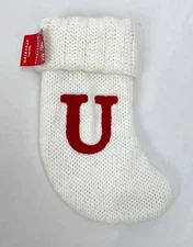 New Wondershop White Mini 8” Christmas Knit Stocking Initial Letter “U”