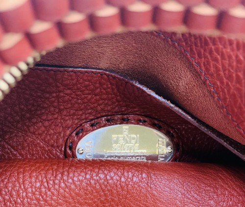 Auth Vtg Fendi Red Selleria Hobo Bag Preloved Satchel Very Good - Picture 19 of 19