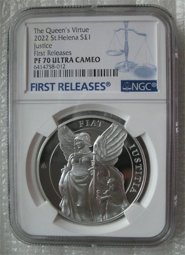St.Helena 1 Pound 2022 Silver Proof Coin The Queen's Virtues-Justice NGC PF70 FR