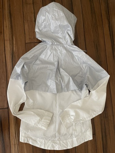 NIKE Light Grey/White Windbreaker Zip Up Running/Jogging Hoodie Size: XS (youth) - Picture 5 of 12