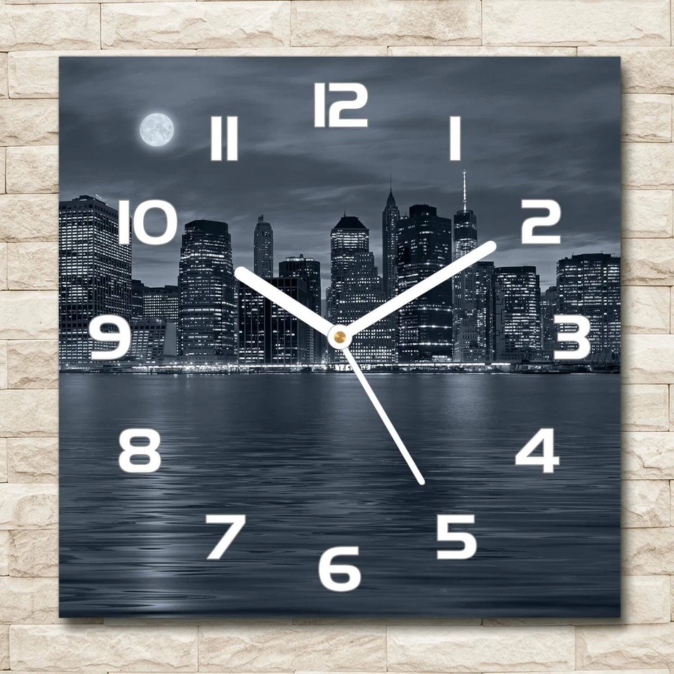 Glass Wall Clock 30x30 New York by night - Image 2 of 4