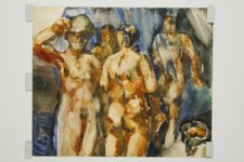 40919 - Soldaten - Unter der Dusche - Gouache von Karl-Heinz K&ouml;hler (1937-)
