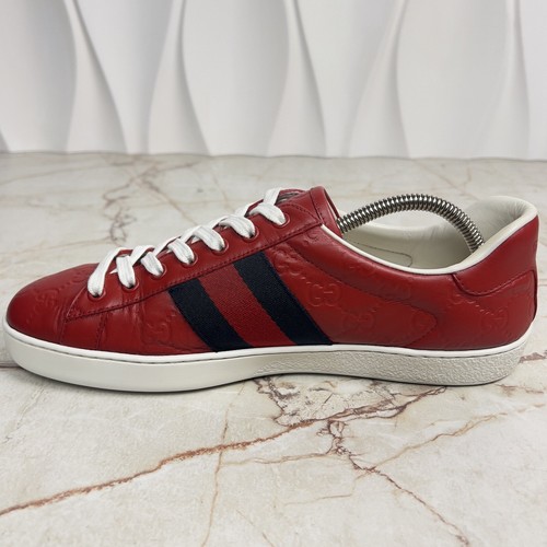 Ace Web GG Monogram Low Top Sneaker Rot Leder 7,5 G oder 8 US oder 41,5 EUR - Bild 15 von 24