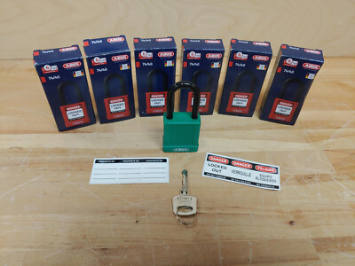 6 Pack of Abus 74/40 Kd Green Lockout Padlock,Green,1-3/4''H LOTO Locks keyd Diff