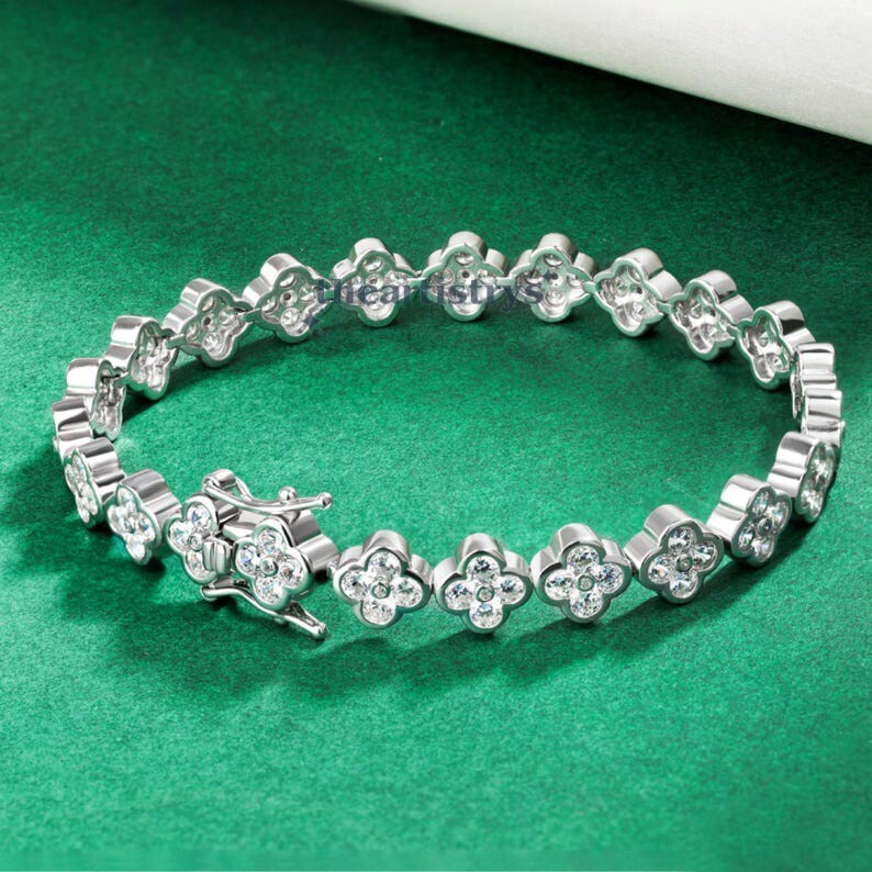 7' Inch Long Tennis Wedding Bracelet Round Cut VVS1 6.75 CT Solid 14K White Gold