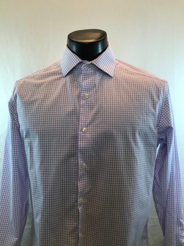 Claiborne Fitted Dress Shirt - White/Purple Check - L - 15.5 32/33 - Picture 10 of 18