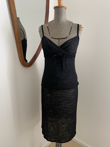 Armani Exchange Vintage 90 s Womens Black Wool Jersey Stretch Top And Skirt Set - Foto 6 di 24
