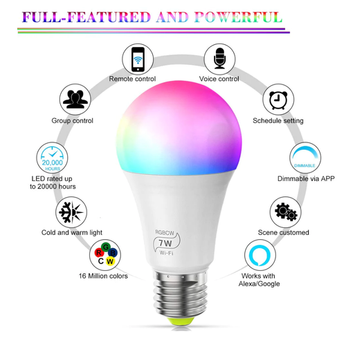 4x Smart LED Light Bulb E27 WiFi RGBWC Colour Changing App Remote control Alexa - Picture 4 of 9