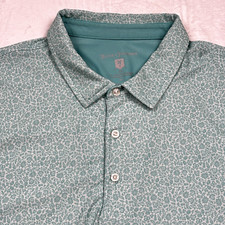 Hickey Freeman Polo Shirt Mens 2XL XXL Green AOP Floral Performance Tech Golf