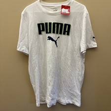 PUMA T-Shirt NWT Mens Logo White Cotton Short Sleeve Men's Size Large
