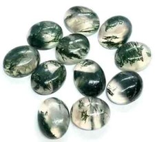  WHOLESALE NATURAL MOSS AGATE CABOCHON OVAL SHAPE LOOSE GEMSTONE