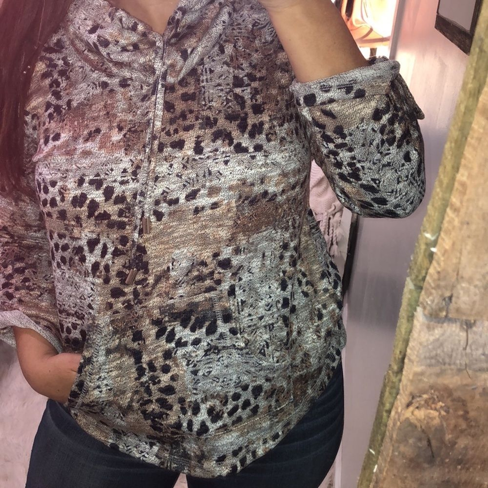 Ruby Road size small leopard print mock turtlenec… - image 3