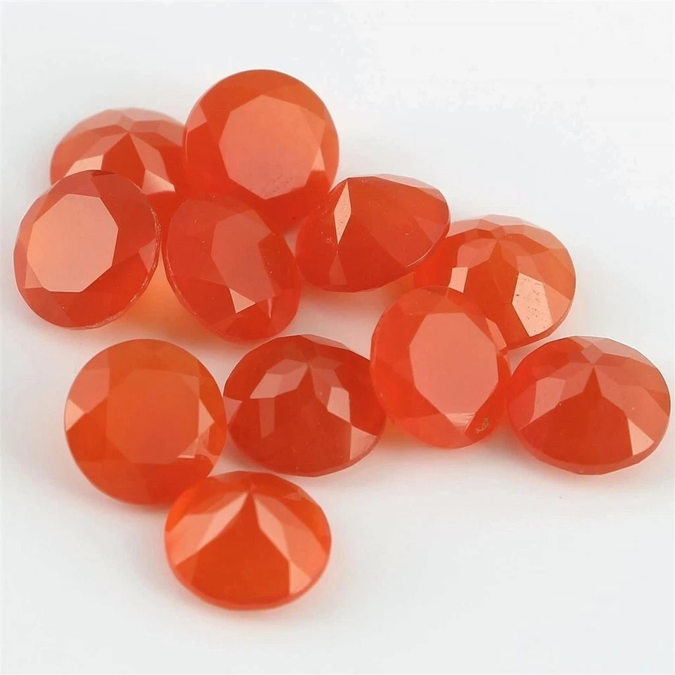 Wholesale Lot of 10mm Round Faceted Natural Carnelian Loose Calibrated Gemstone - Image 3 of 4
