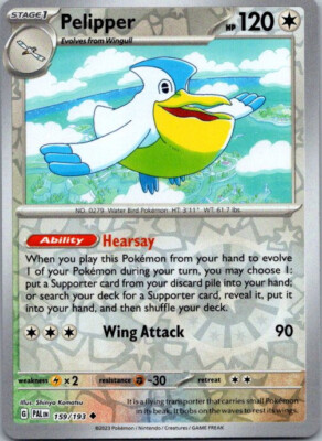 Pokemon Paldea Evolved Pelipper Reverse Holo 159/193